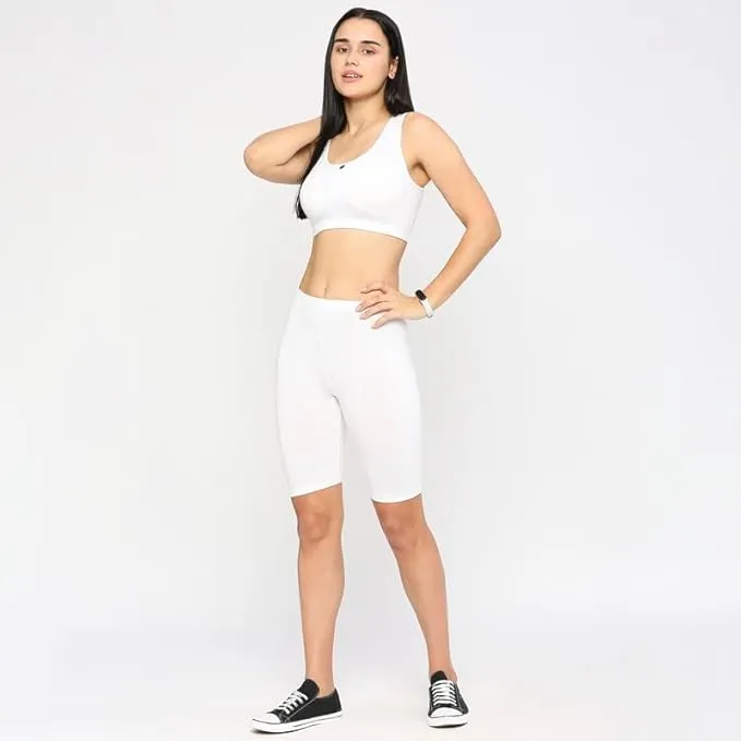 Ultimate Comfort Cycling Shorts: Stylish All-Day Wear with Breathable Viscose and Ultra-Soft Waistband Modal Fabric (white, M)