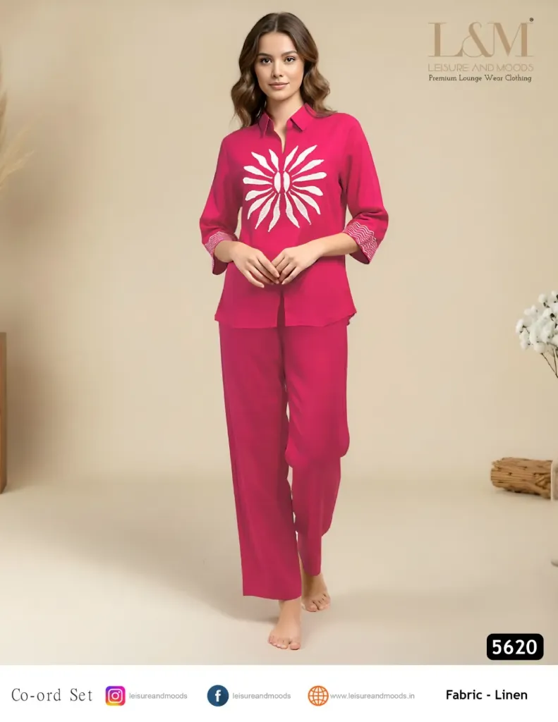 Gemini said L&M Magenta Linen Sunburst Graphic Co-ord Set - Style 5620 (M)