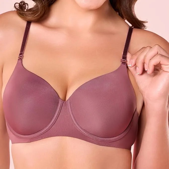 Enamor Innovations Ecolite, Smoother Perfect Lift Women's T-Shirt Bra - Crush Proof Cups, Padded, Wired, High Coverage - F057 (BLACK, 32D)