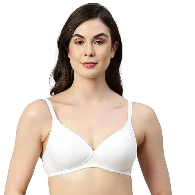 Enamor A039 Perfect Coverage Cotton Plus Size T-Shirt Bra for Women- Padded and Wirefree (white, 32B)